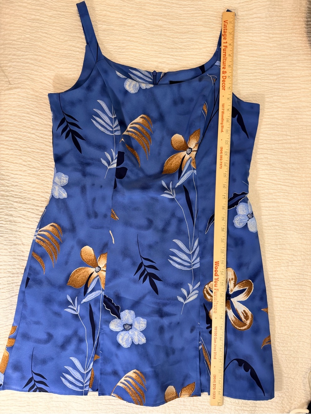 John Roberts Blue Floral Slip Dress Hidden Shorts Adjustable Straps Lightweight - Picture 13 of 14